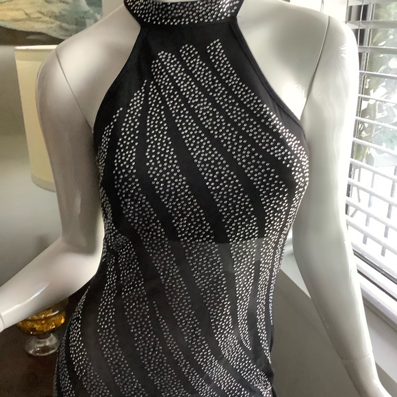 Fashion Nova Moonlight Embellished Asymmetrical Sheer Dress - Picture 3 of 6